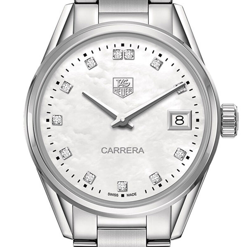 TAG Heuer Carrera Quartz Ladies Mother of Pearl Steel Watch image number 1
