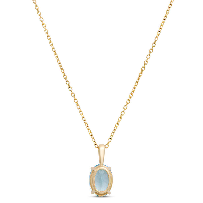 Oval Aquamarine Pendant Necklace, 14K Yellow Gold image number 1