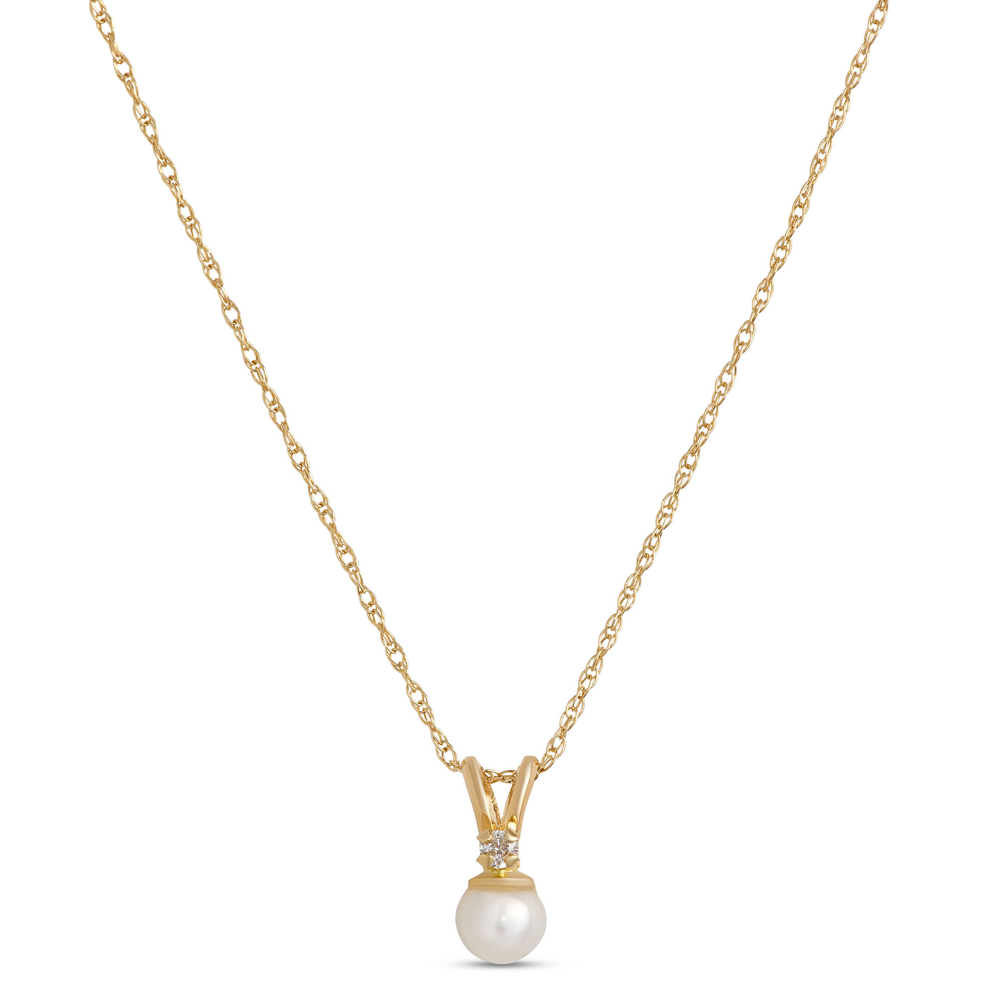 Cultured Pearl Baby Necklace, 14k Yellow Gold