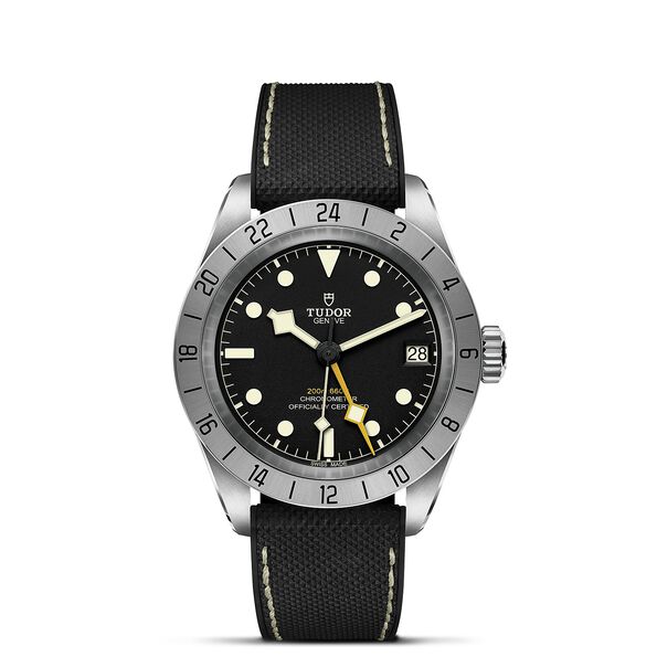 TUDOR Black Bay Pro Watch Steel Case Black Dial Rubber And Leather Strap, 39mm
