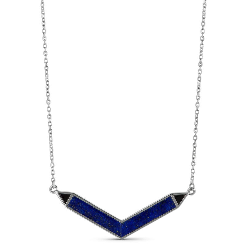 Lisa Bridge Lapis Lazuli & Onyx Chevron Necklace in Sterling Silver image number 0