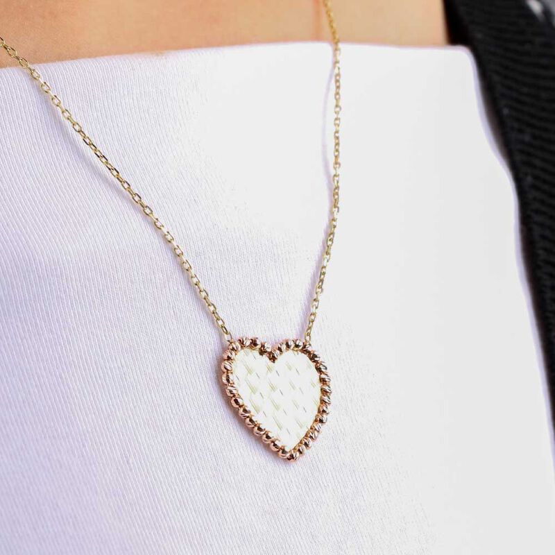 Toscano Yellow & Rose Gold Heart Necklace 14K image number 3