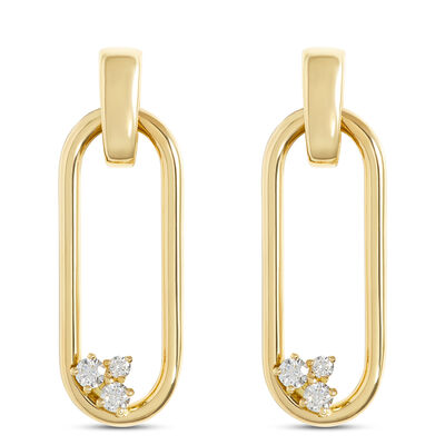 Toscano Paperclip Earrings with Round Diamonds, &frac14; Carat Total Weight, 18K Yellow Gold