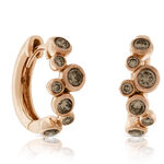 Rose Gold Brown Diamond Hoop Earrings 14K
