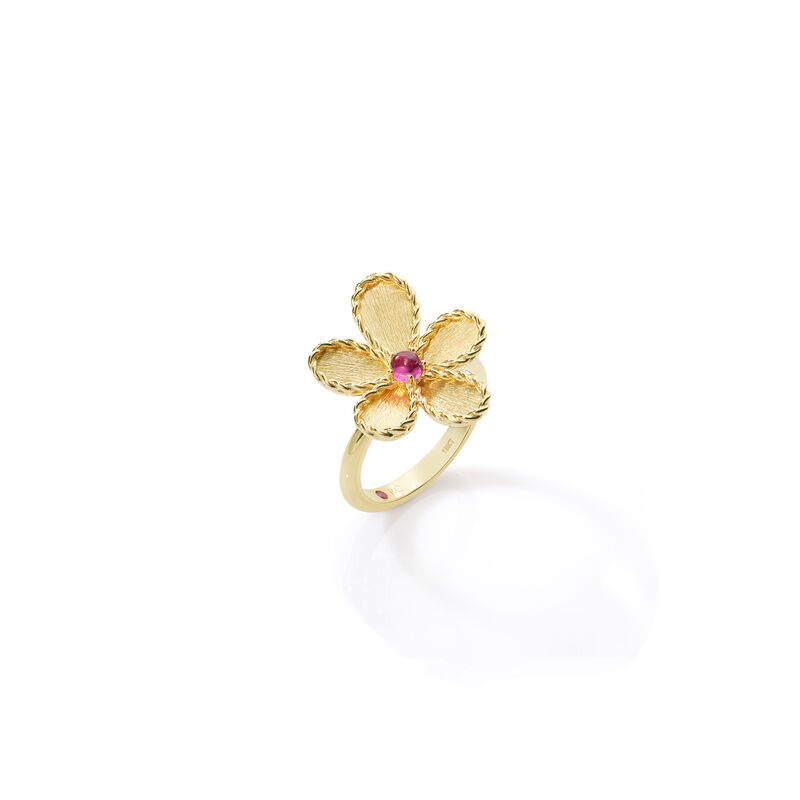 Roberto Coin 18K Yellow Gold Jasmine Gemstone Flower Ring Size 6.5 image number 1