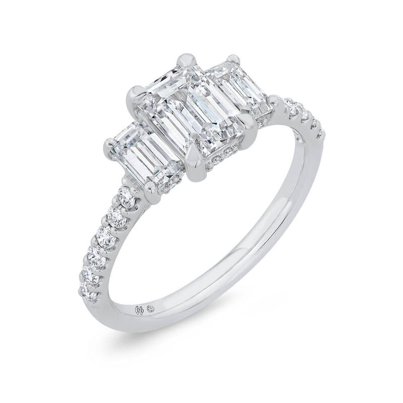 Bella Ponte 3-Stone Emerald Cut Diamond Engagement Ring 14K image number 0