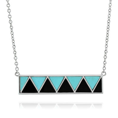 Turquoise &  Black Onyx Bar Necklace