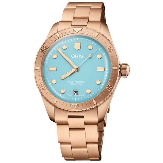 Oris Divers Sixty-Five Sky Blue Bronze Date Watch, 38mm