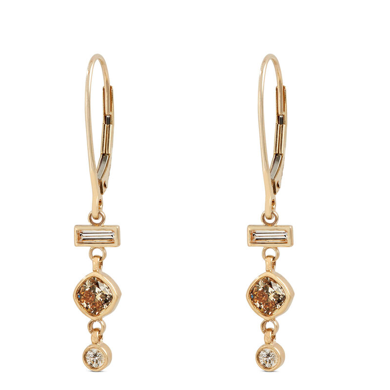 Mix Shape Natural Brown Diamond Earrings, 14K Yellow Gold image number 0