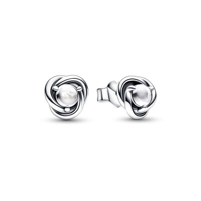 Pandora April Clear Eternity Circle Stud Earrings