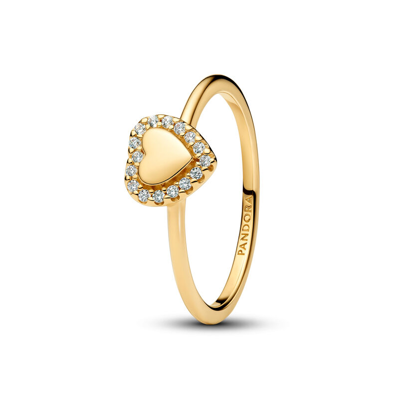 Pandora Engravable Heart Halo Ring image number 0
