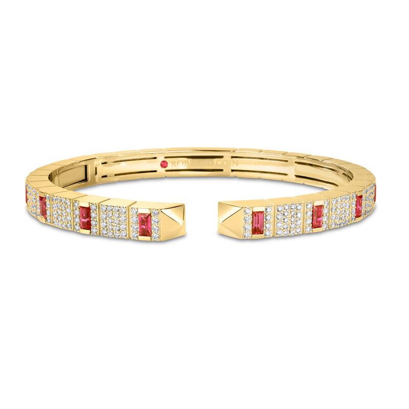 Roberto Coin 18K Yellow Gold Obelisco Pav&eacute; Diamond And Gemstone Cuff Bangle image number 0