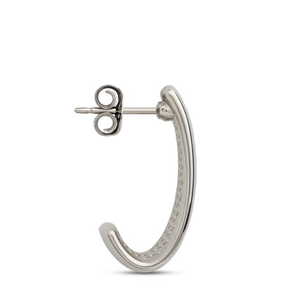 Sleek J Hoop Earrings, 14K White Gold