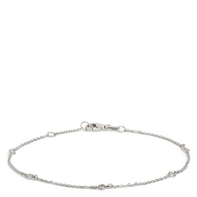 Classic Round Diamond Station Bracelet, 1/10 Carat Total Weight, 14K White Gold