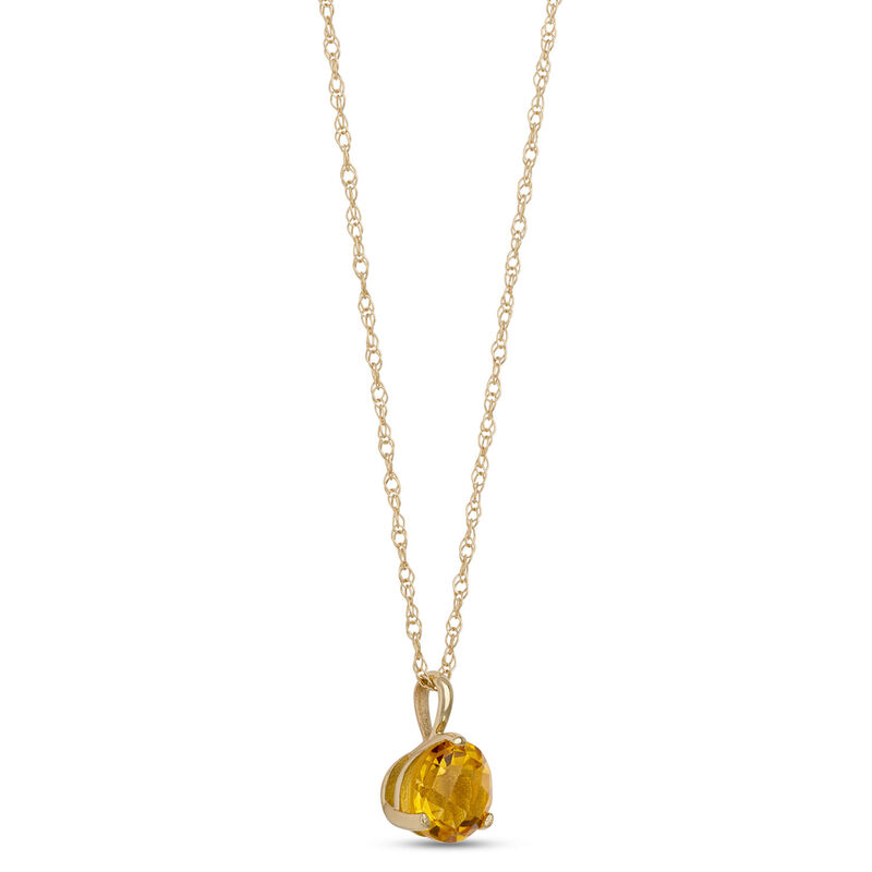 Classic Citrine Three-Prong Pendant Necklace, 14K Yellow Gold image number 1