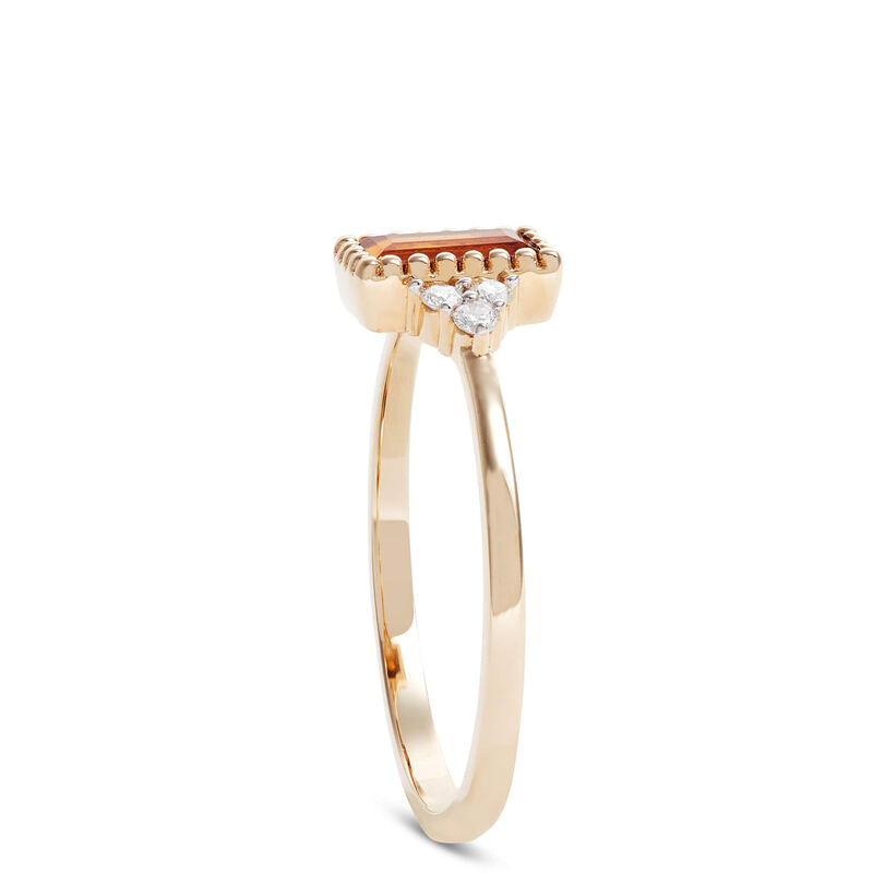 Emerald Cut Citrine and Diamond Ring, 14K Yellow Gold image number 1
