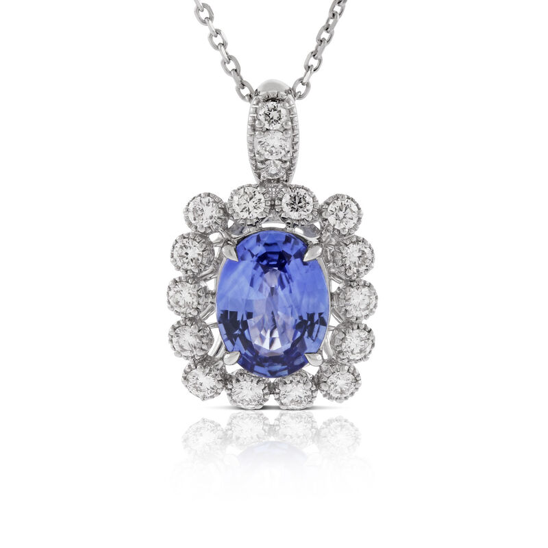 Sapphire & Diamond Necklace 14K image number 0