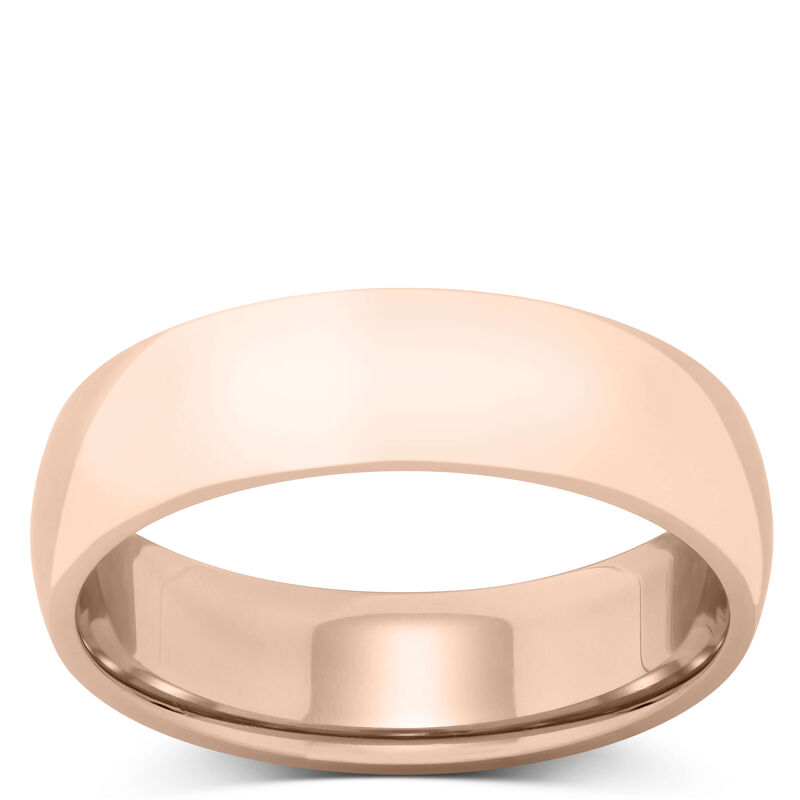 Rose Gold Polished Rounded Comfort Fit 6mm Band 14K image number 0