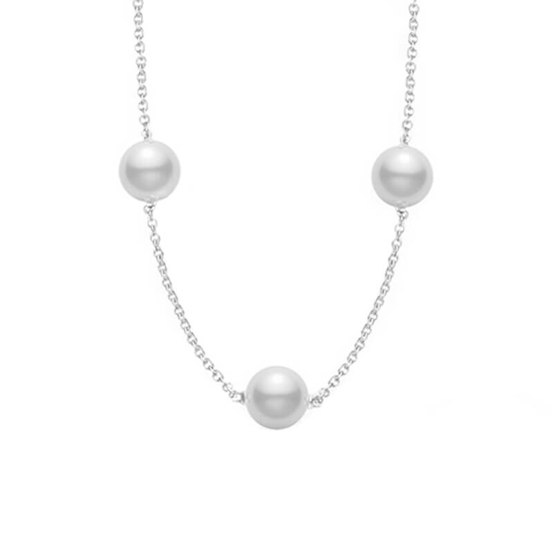 Mikimoto White South Sea Cultured Pearl Station Necklace 18K image number 0