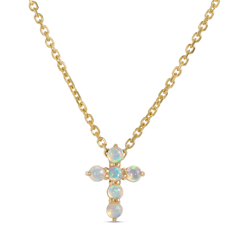 Opal Cross Pendant, 14K Yellow Gold image number 0
