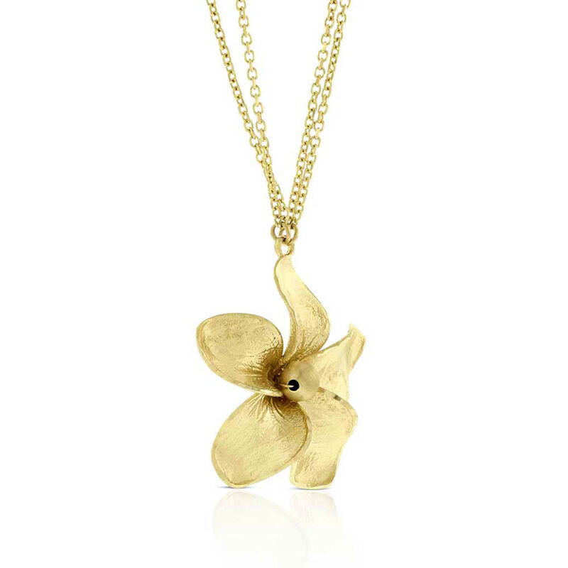 Toscano Double Chain Flower Necklace 14K image number 2