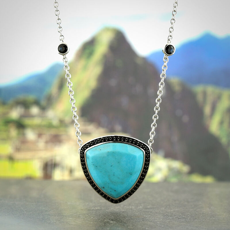 Lisa Bridge Turquoise & Black Sapphire Necklace image number 4