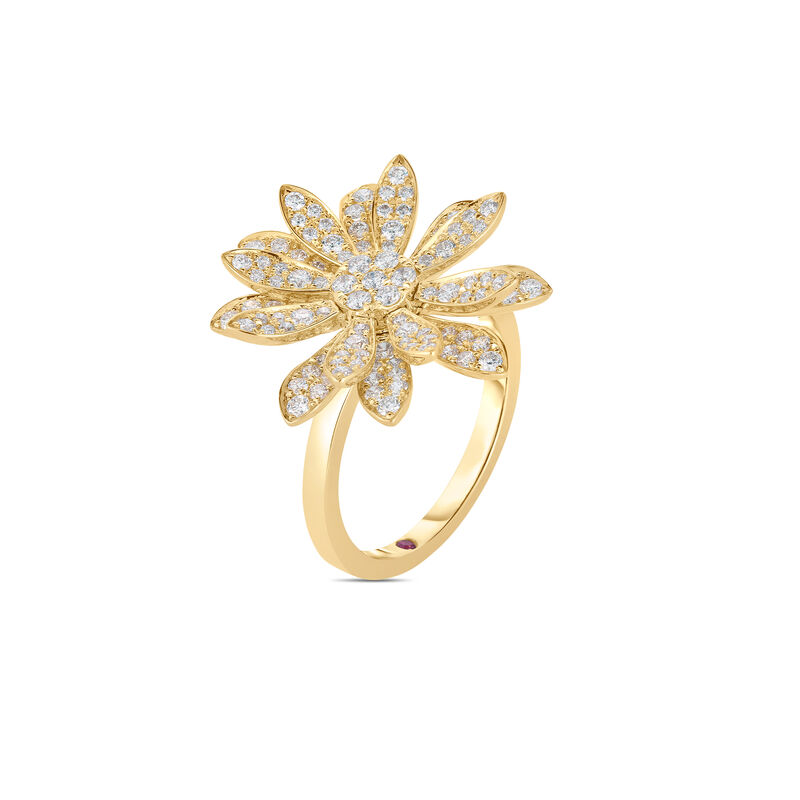 Roberto Coin 18K Yellow Gold Margherita Pave Diamond Flower Ring image number 1