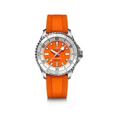 Breitling Superocean Automatic 36 Watch Steel Case Orange Dial Orange Strap, 36mm
