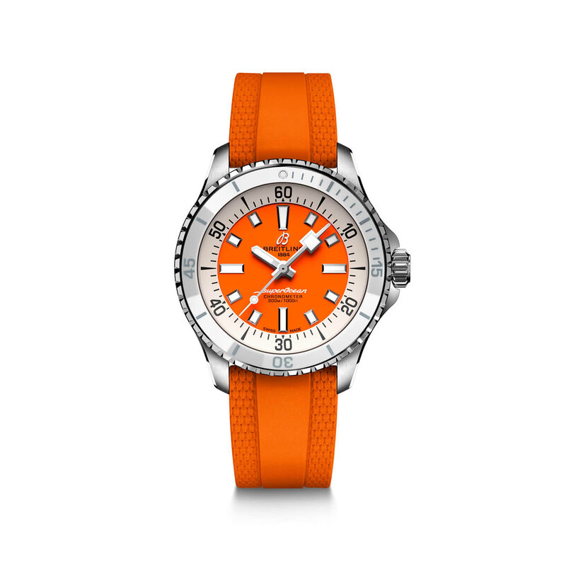 Breitling Superocean Automatic 36 Watch Steel Case Orange Dial Orange Strap, 36mm image number 1