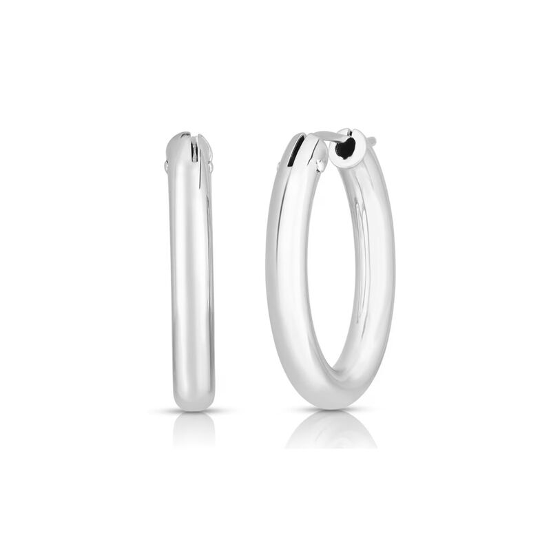 Roberto Coin Designer Gold Classic Oval Hoop Earrings 18K White Gold. image number 0