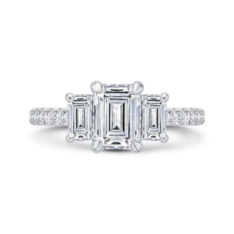 Bella Ponte 3-Stone Emerald Cut Diamond Engagement Ring, 14K White Gold image number 1