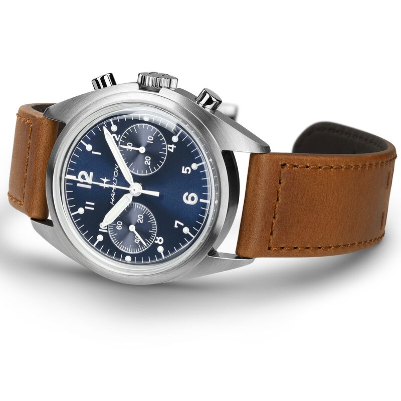 Hamilton Khaki Aviation Pilot Pioneer Mechanical Chrono Blue Dial Watch,  40mm image number 1