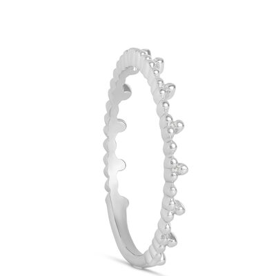 Beaded Anniversary Band with Offset Beads, 14K White Gold