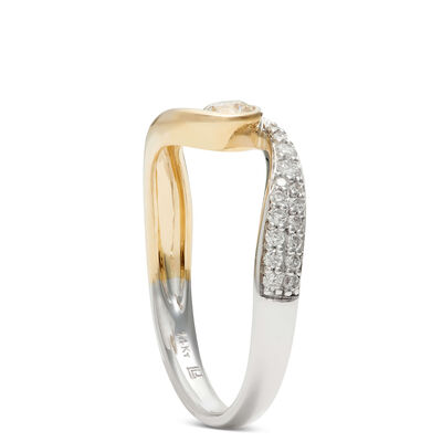 Two-Tone Diamond Bypass Ring 14K