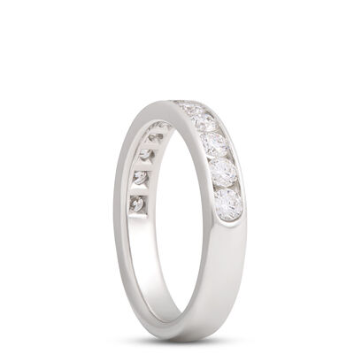 Platinum Band With Round Diamonds