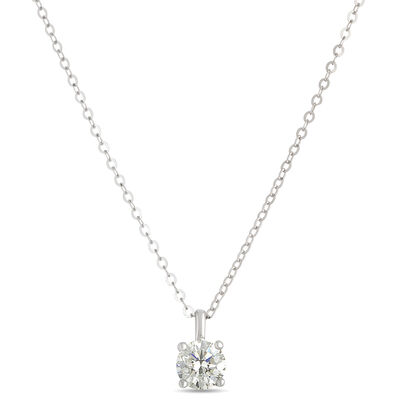 Classic Round Diamond Pendant, &frac12; Carat Total Weight, 14K White Gold