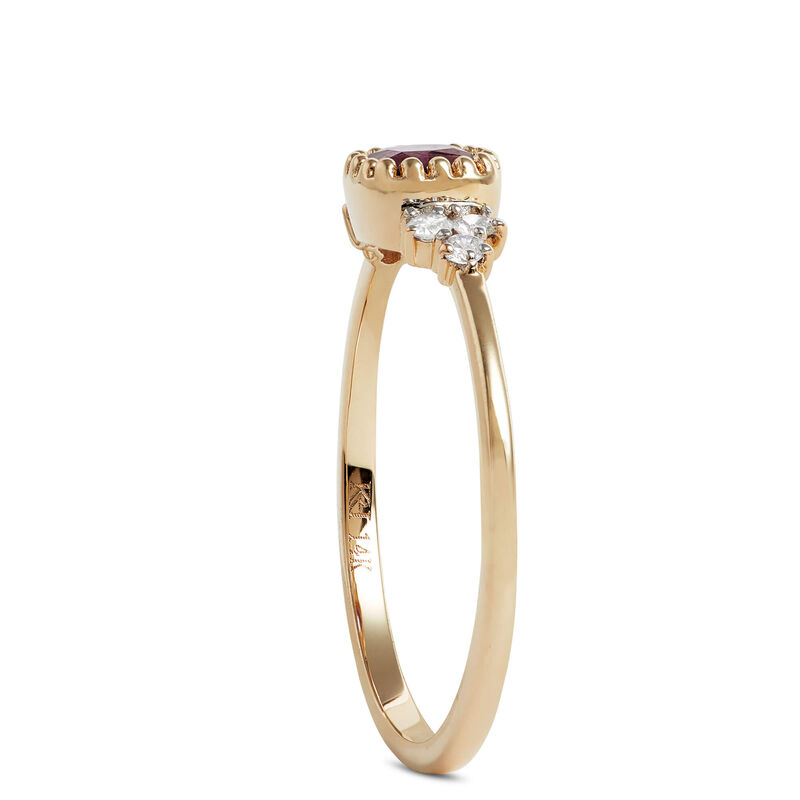 Cushion Cut Amethyst and Diamond Ring, 14K Yellow Gold image number 2