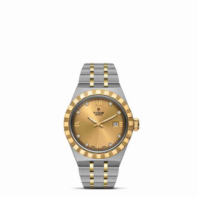 TUDOR Royal Watch Steel Case Champagne Dial Steel and Gold Bracelet, 28mm