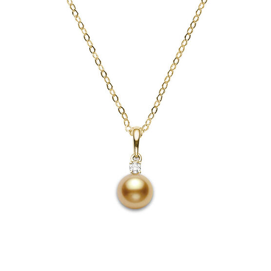 Mikimoto Golden South Sea Cultured Pearl & Diamond Necklace 18K