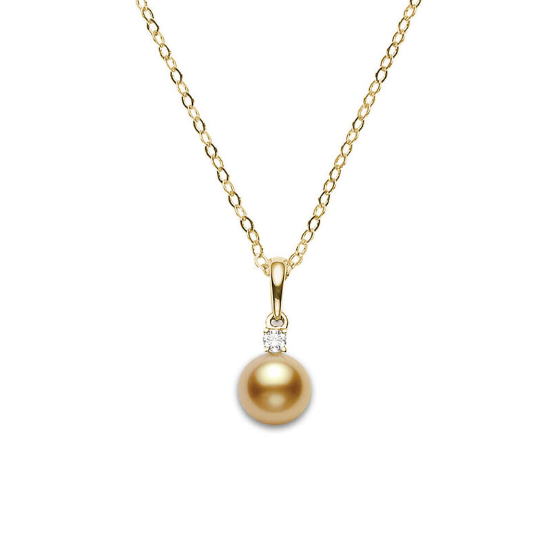 Mikimoto Golden South Sea Cultured Pearl & Diamond Necklace 18K image number 0