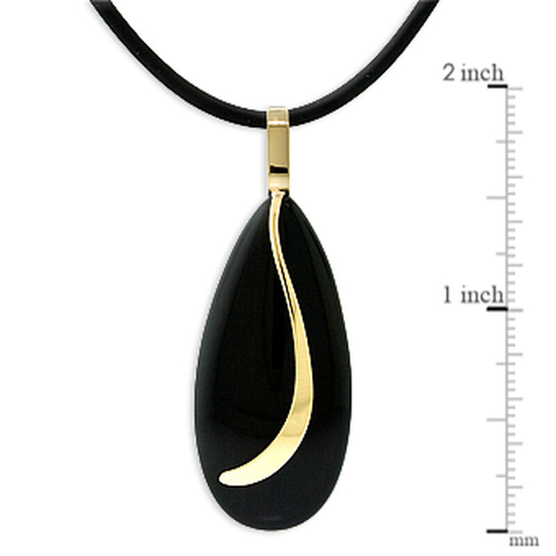 Onyx Pendant, Rubber Cord & 14K image number 3