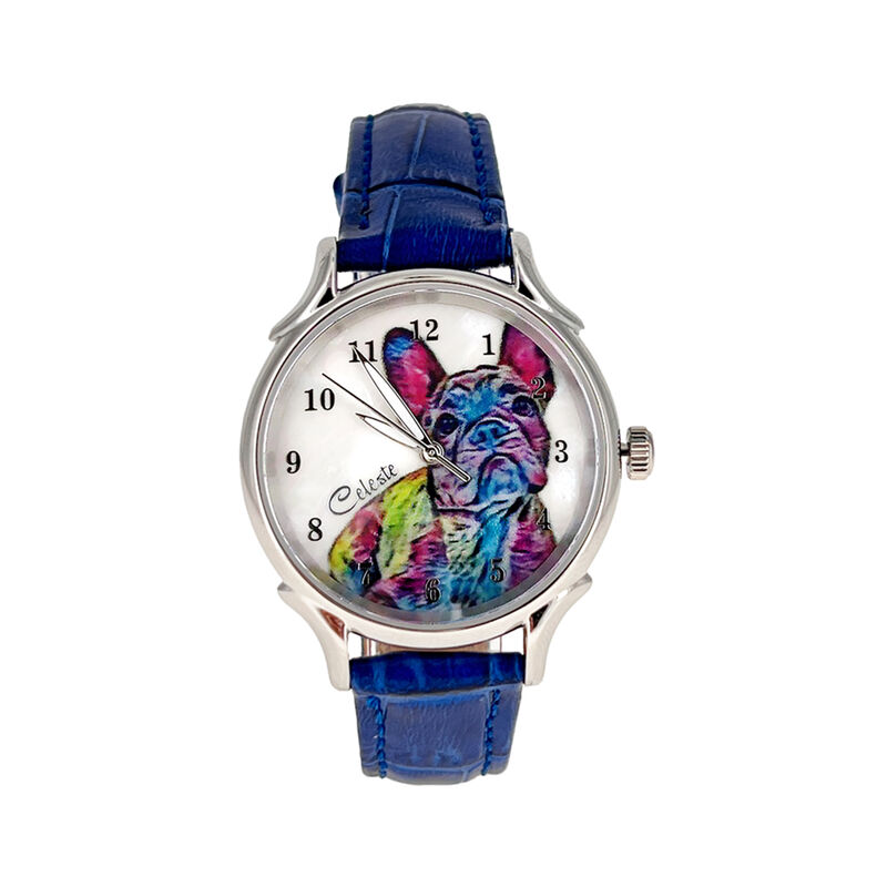 Celeste French Bulldog Dog Breed Mother of Pearl Watch, 35mm image number 0