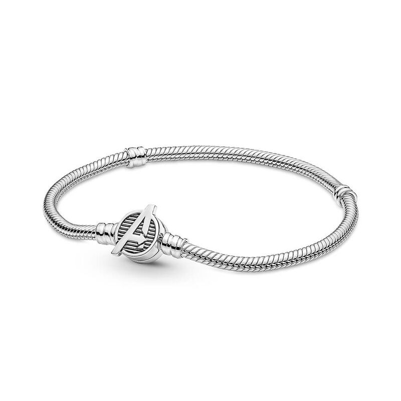 Pandora Moments Marvel The Avengers Logo Clasp Snake Chain Bracelet image number 1