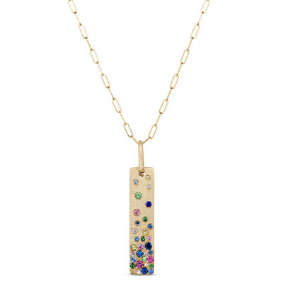 Confetti Rainbow Sapphire Pendant, 14K Yellow Gold