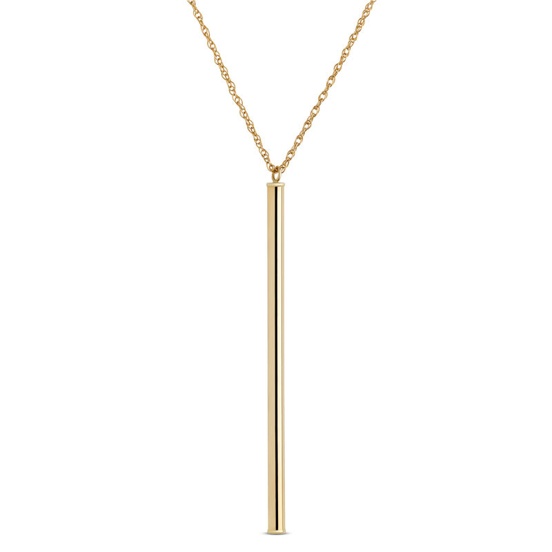 Long Bar Gold Necklace, 14K Yellow Gold image number 0