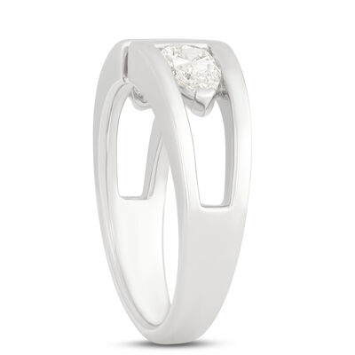 Bypass Ring with Pear Shaped Diamonds, 1 Carat Total Weight, 18k White Gold