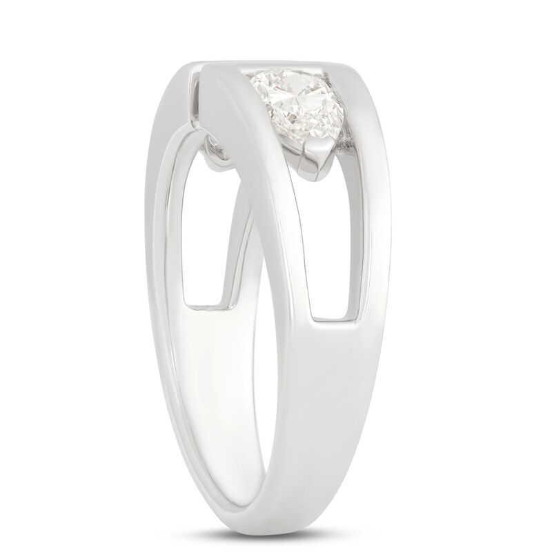 Bypass Ring with Pear Shaped Diamonds, 1 Carat Total Weight, 18k White Gold image number 1