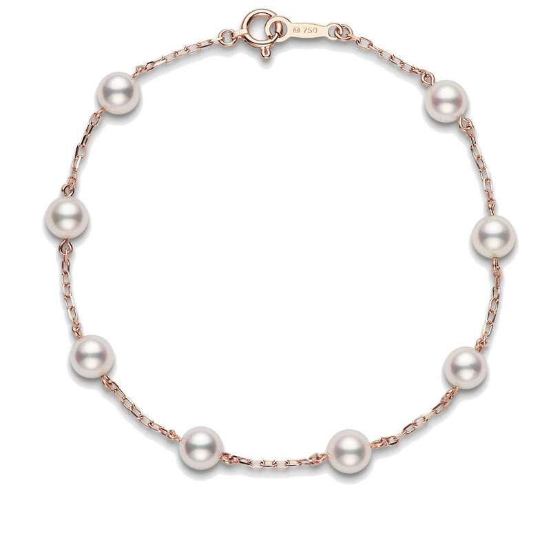 Rose Gold Mikimoto A+ Akoya Cultured Pearl Station Bracelet 18K image number 0