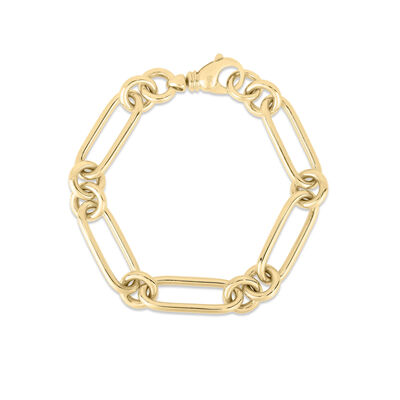 Roberto Coin 18K Yellow Designer Gold Classic Bold Alternating Link Bracelet