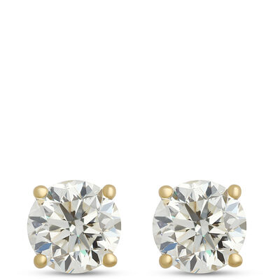 Classic Round Diamond Studs, &frac12; Carat, in 14K Yellow Gold